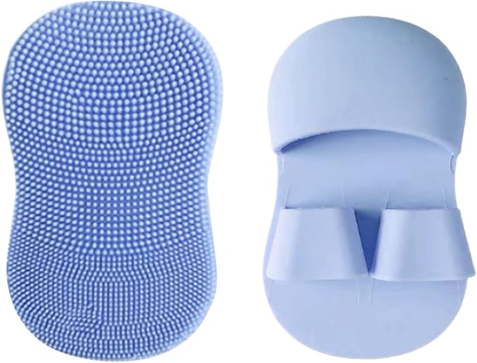 Soft Fingers Silicone Cleansing Brush, 2024 New Gentle Non-Slip Facial Exfoliator Massage Scrubber, Mini Handheld Face Scrubber for Women (Blue-1pcs)