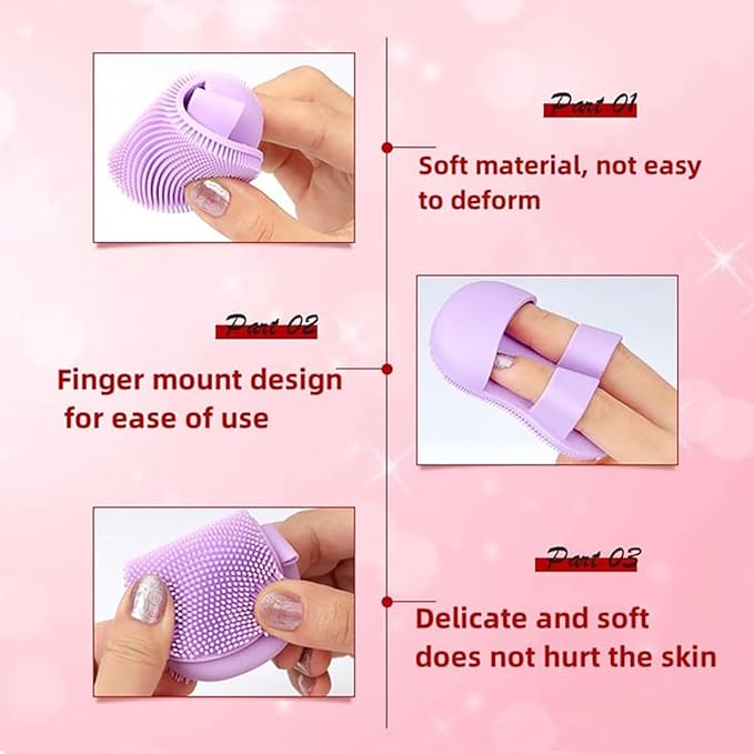 Soft Fingers Silicone Cleansing Brush, 2024 New Gentle Non-Slip Facial Exfoliator Massage Scrubber, Mini Handheld Face Scrubber for Women (Blue-1pcs)
