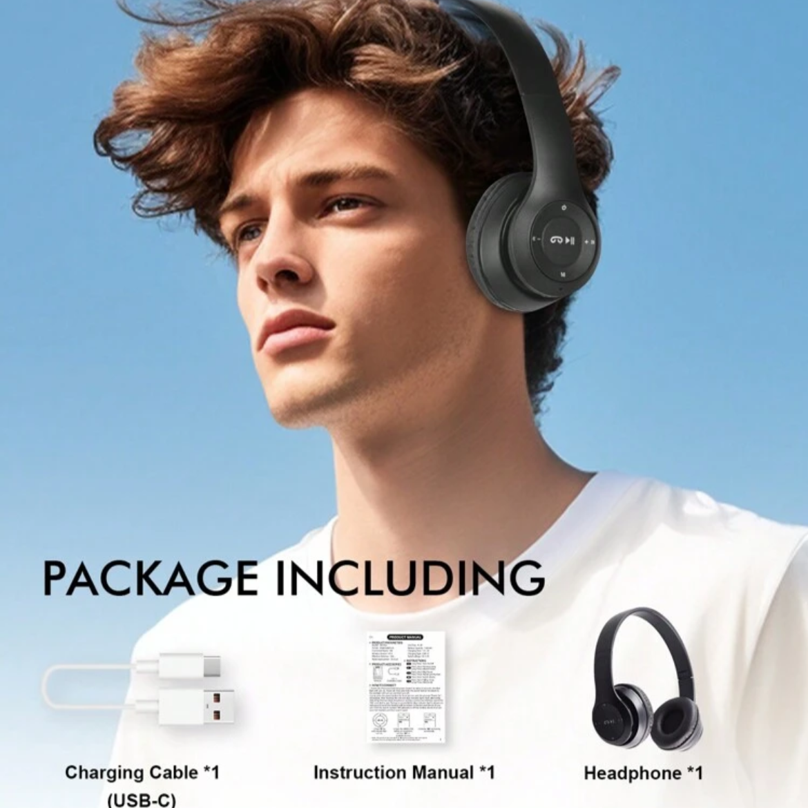 P47 Foldable Wireless Bluetooth Headphone With 3.5mm Audio Jack, Support MP3 / FM / Call