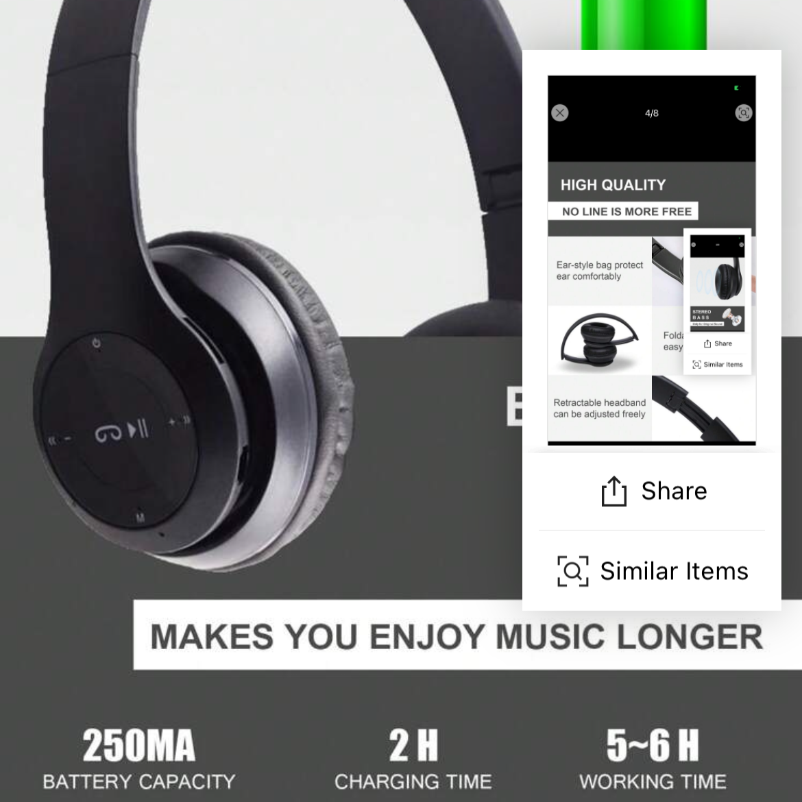 P47 Foldable Wireless Bluetooth Headphone With 3.5mm Audio Jack, Support MP3 / FM / Call