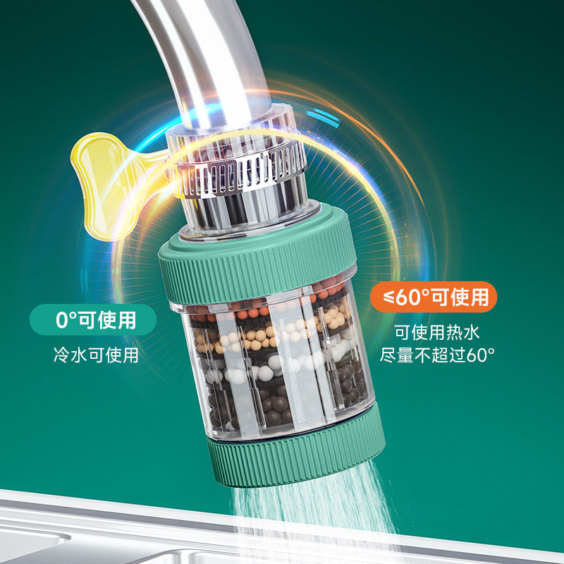 Tap Water Filter- 6-Layer Faucet Water Filter - Tap Purifier with Splash-Proof Nozzle Extension for Kitchen & Bathroom- Easy Install- No Power Needed