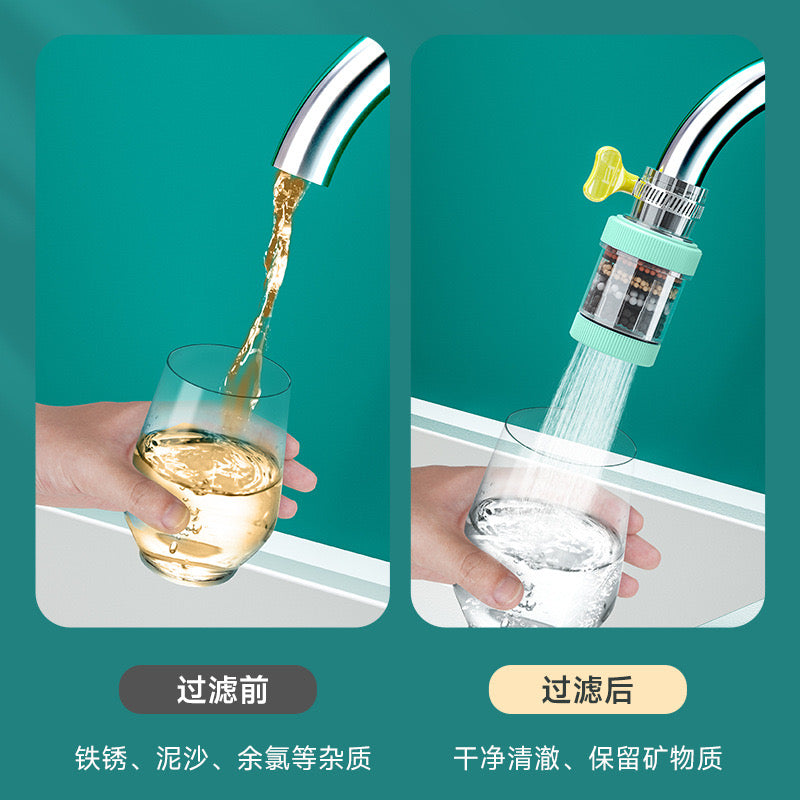 Tap Water Filter- 6-Layer Faucet Water Filter - Tap Purifier with Splash-Proof Nozzle Extension for Kitchen & Bathroom- Easy Install- No Power Needed