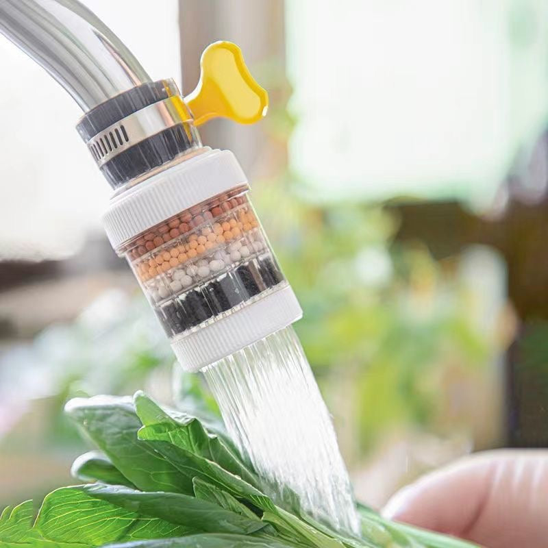 Tap Water Filter- 6-Layer Faucet Water Filter - Tap Purifier with Splash-Proof Nozzle Extension for Kitchen & Bathroom- Easy Install- No Power Needed