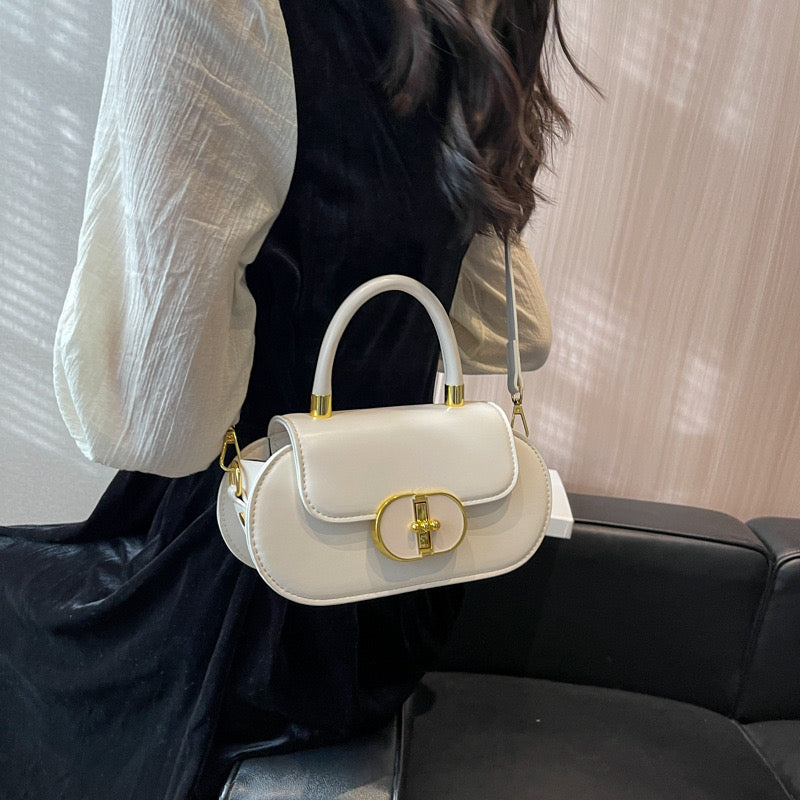 Vintage Color Contrast Ruth Crossbody Handbag - Women's Small PU Flap Purse with Buckle Decor