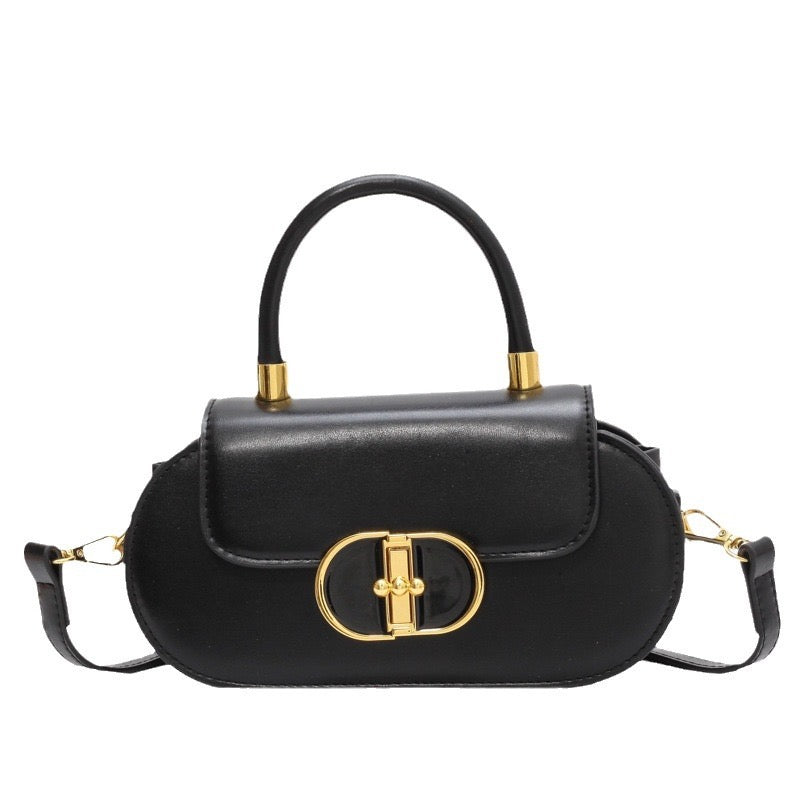 Vintage Color Contrast Ruth Crossbody Handbag - Women's Small PU Flap Purse with Buckle Decor