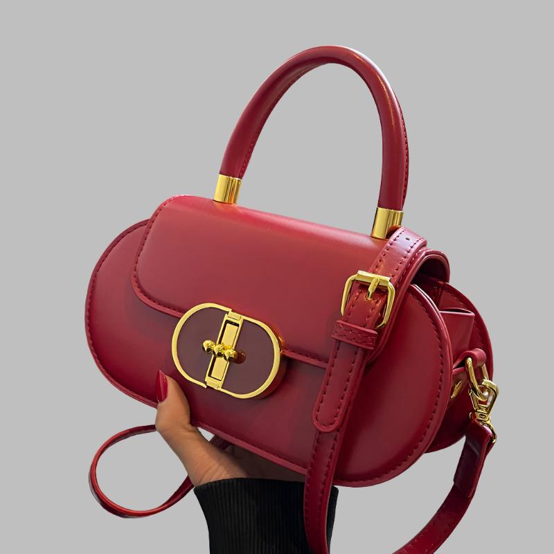 Vintage Color Contrast Ruth Crossbody Handbag - Women's Small PU Flap Purse with Buckle Decor