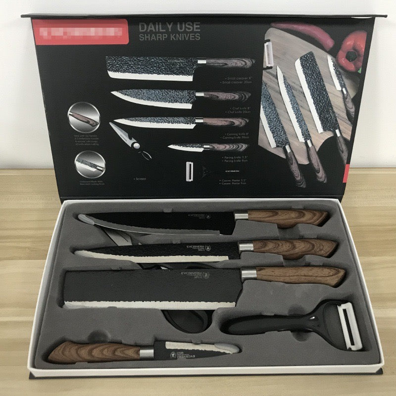 All White 6-Piece Stainless Steel Kitchen Knife Set - Chef Utility