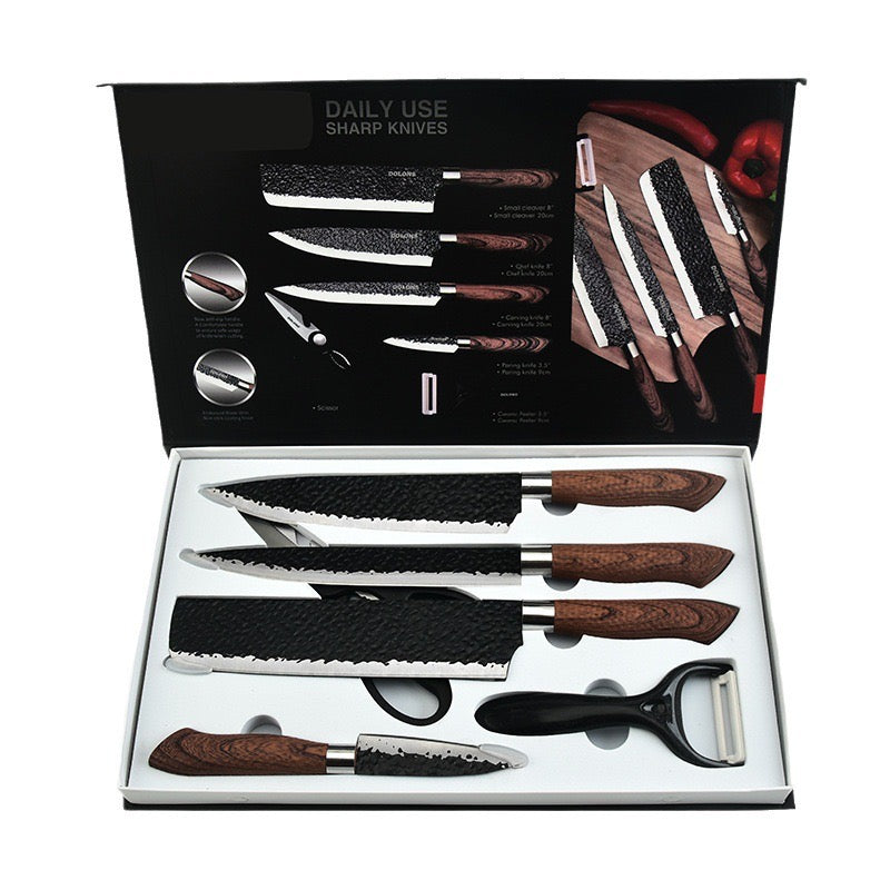 All White 6-Piece Stainless Steel Kitchen Knife Set - Chef Utility