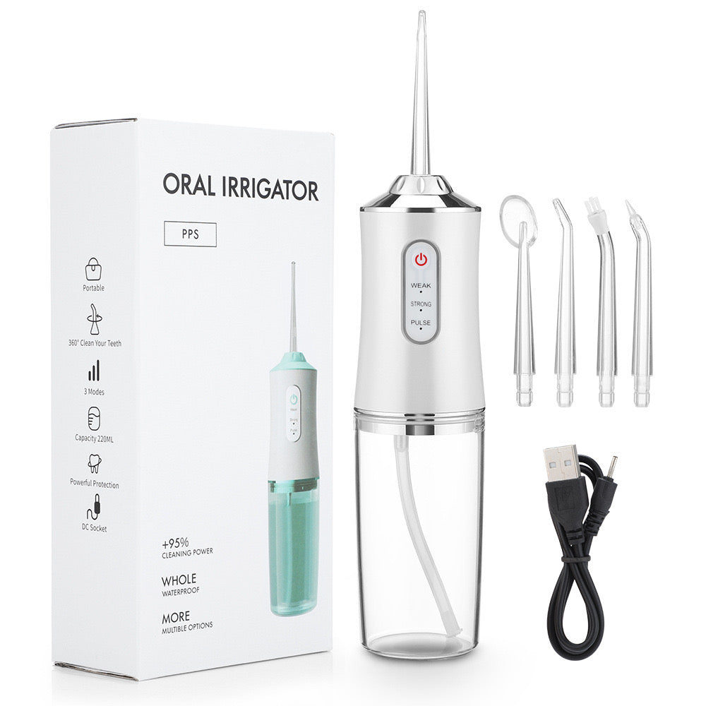 Portable USB Rechargeable Oral Irrigator - 220ML Waterproof Water Flosser for Teeth Cleaning