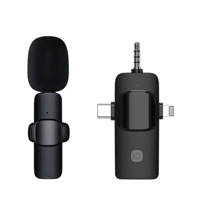 3-in-1 Wireless Lavalier Microphone Set - Mini Microphones for Iphone, Android, and Camera | 2.4G Cordless Dual Mics with Noise Cancellation