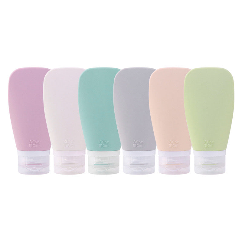 Leak-Proof Silicone Travel Bottles(Decanter) Set | 100% BPA-Free, Food Grade, Portable Toiletry Containers for Travel | 4-Pack (90ml, 60ml) | Safe for Liquids, Toiletries, Shampoo, Conditioner & More