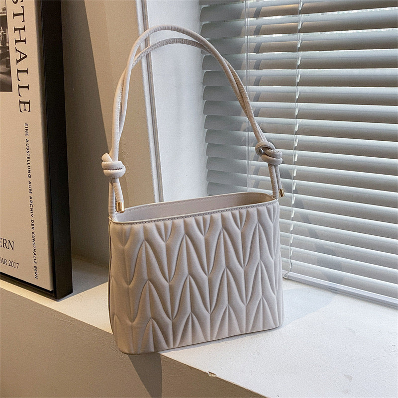 Esther Handbag - Luxury PU Bucket Bag | 2023 Summer Trendy Women's Stripe Underarm Bag | Simple Fashion Versatile Zipper Shoulder Bag