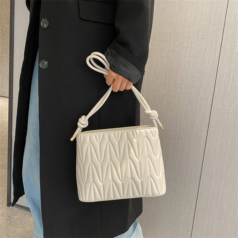 Esther Handbag - Luxury PU Bucket Bag | 2023 Summer Trendy Women's Stripe Underarm Bag | Simple Fashion Versatile Zipper Shoulder Bag