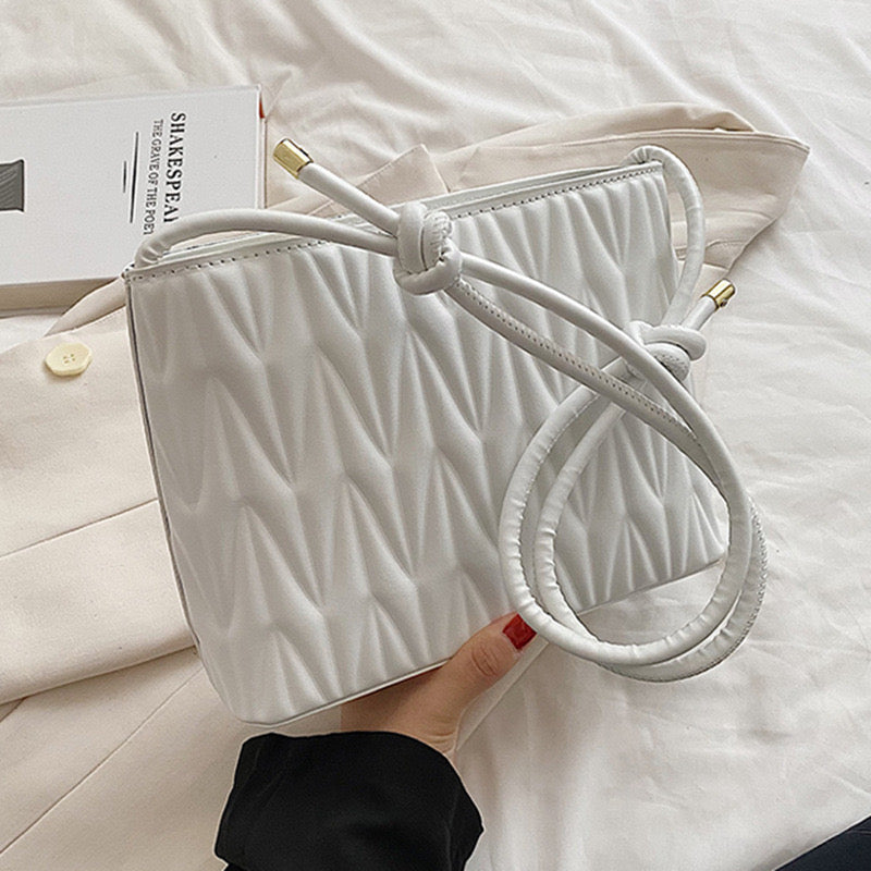 Esther Handbag - Luxury PU Bucket Bag | 2023 Summer Trendy Women's Stripe Underarm Bag | Simple Fashion Versatile Zipper Shoulder Bag