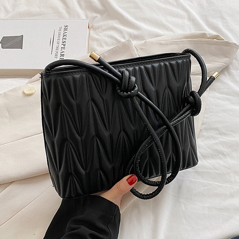 Esther Handbag - Luxury PU Bucket Bag | 2023 Summer Trendy Women's Stripe Underarm Bag | Simple Fashion Versatile Zipper Shoulder Bag
