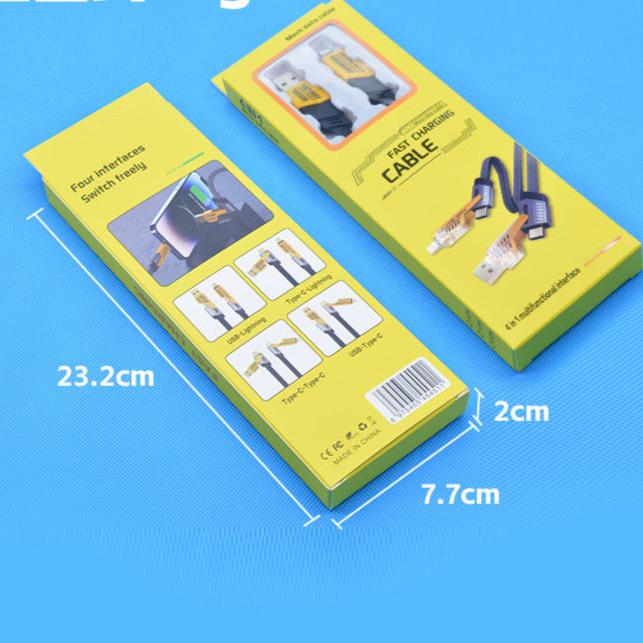 4 in 1 Convertible Metal Fast Data Cable | Braided 65W USB C to USB A Cable (lightning) | Charge up to 50% in Just 30 Minutes | Durable Multi Charging Cable for iPhone, iPad,  MacBook , Android, Samsung | 1.2 m