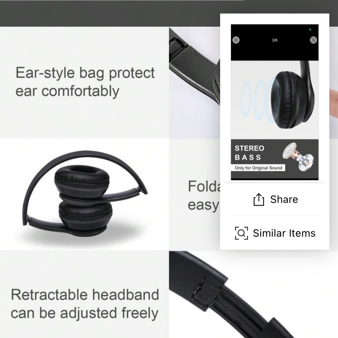P47 Foldable Wireless Bluetooth Headphone With 3.5mm Audio Jack, Support MP3 / FM / Call