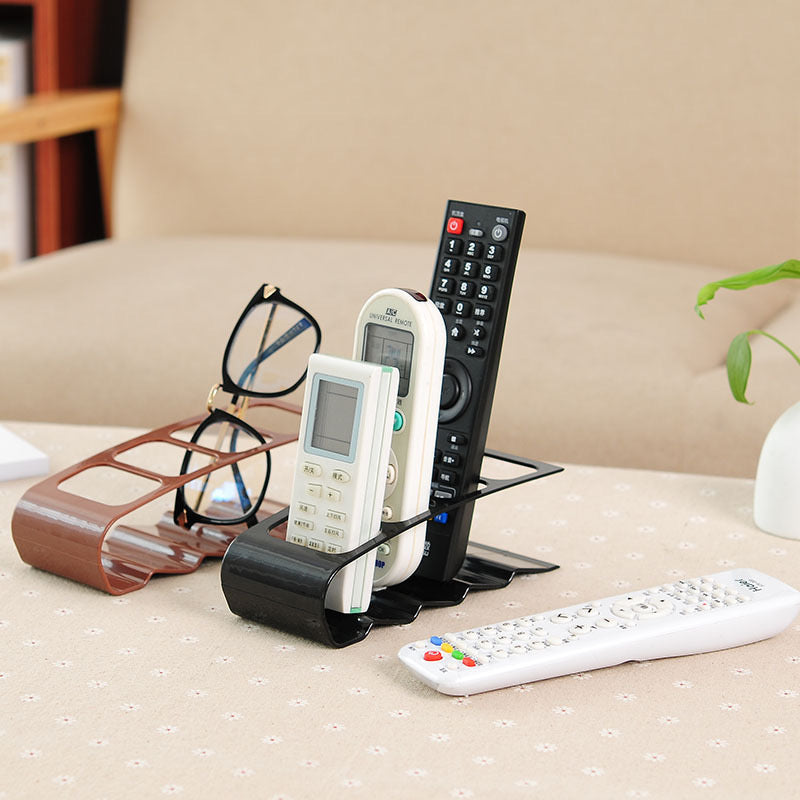 4-Compartment Remote Control Storage Holder - Desktop Plastic Organizer Rack